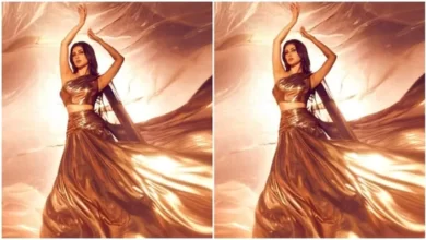 Mouni Roy aces the metallic trend like a pro as she dazzles in a gorgeous fusion saree – See photos