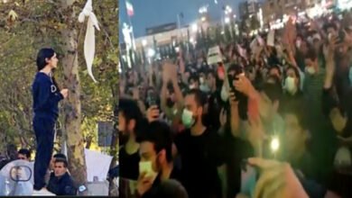 Vigorous demonstration against hijab in Iran, hijab set on fire