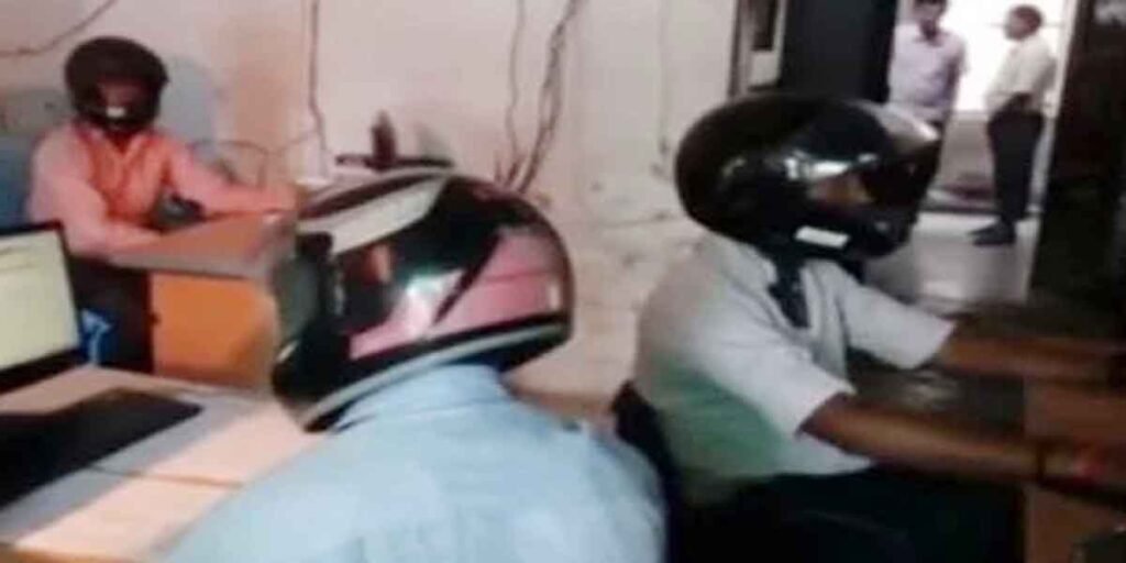 In the office school-college, two-wheeler drivers are allowed to enter the helmet only