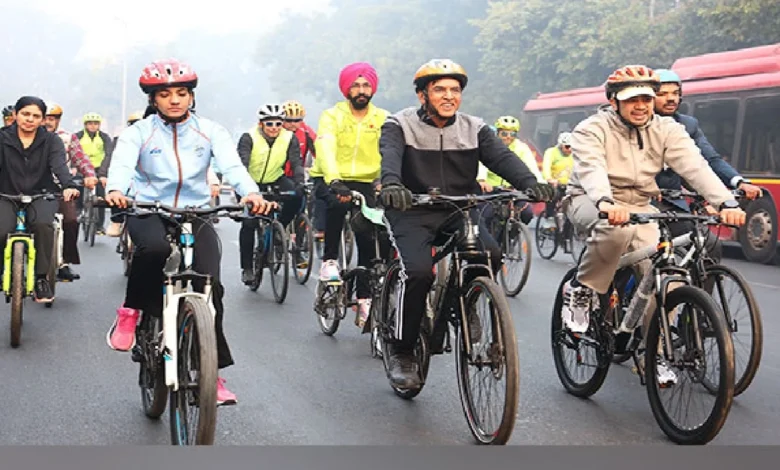 Sports Minister Mansukh Mandaviya launches ‘Fit India Cycling Drive’